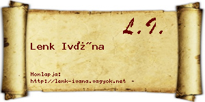 Lenk Ivána névjegykártya